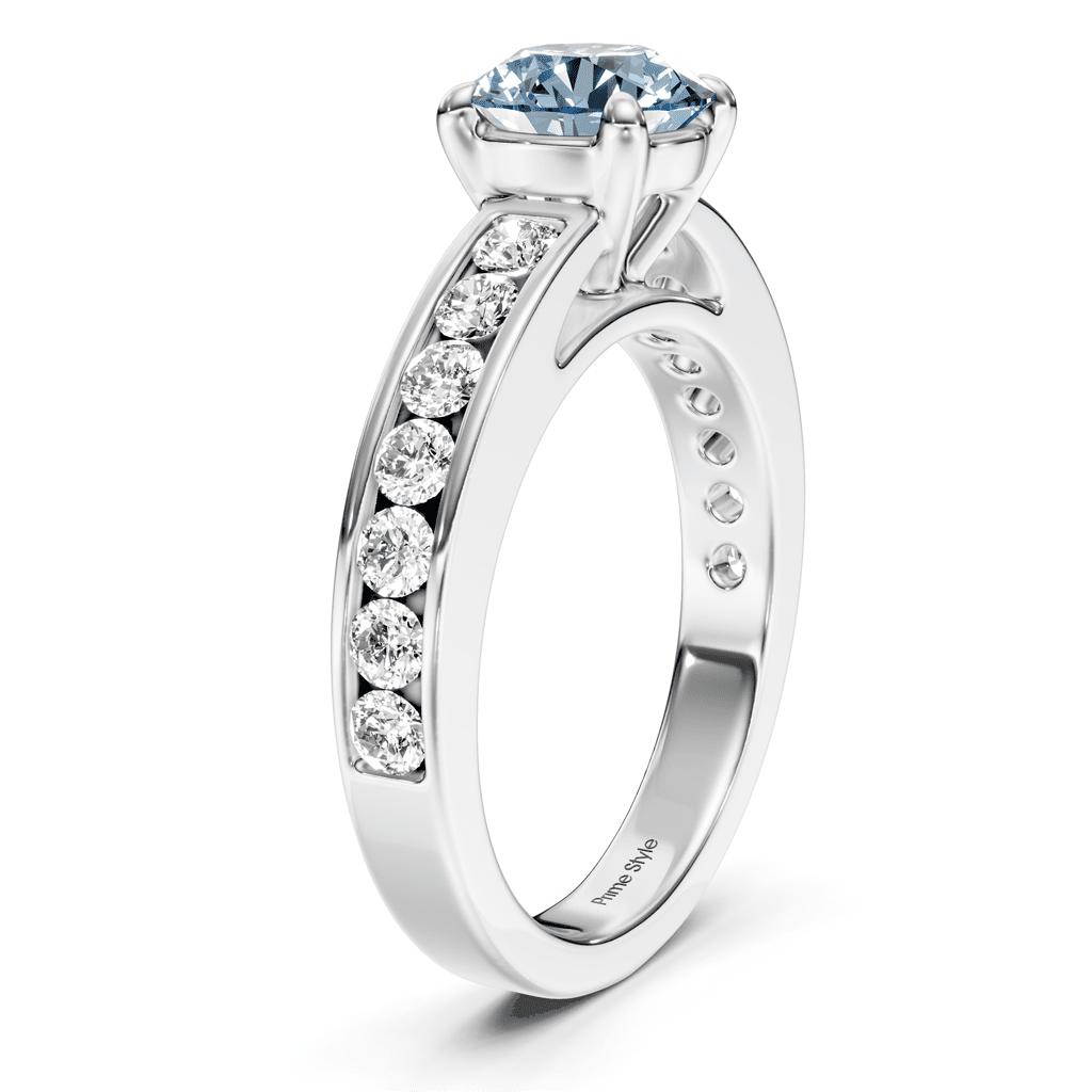 1.65 - 4.65 CT Round Cut Fancy Blue Diamonds - Engagement Ring - Primestyle.com