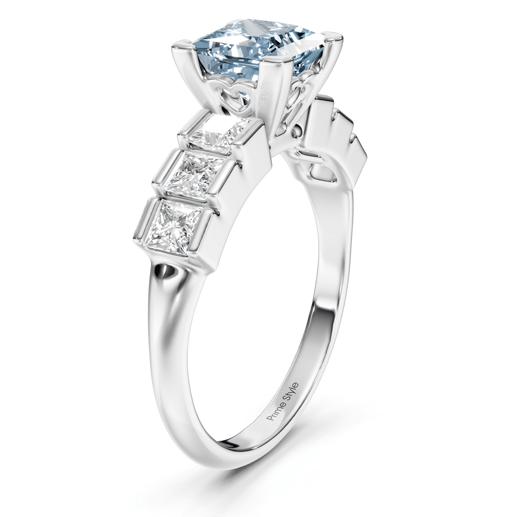 1.80-4.80 CT Princess Cut Fancy Blue Diamonds - Engagement Ring