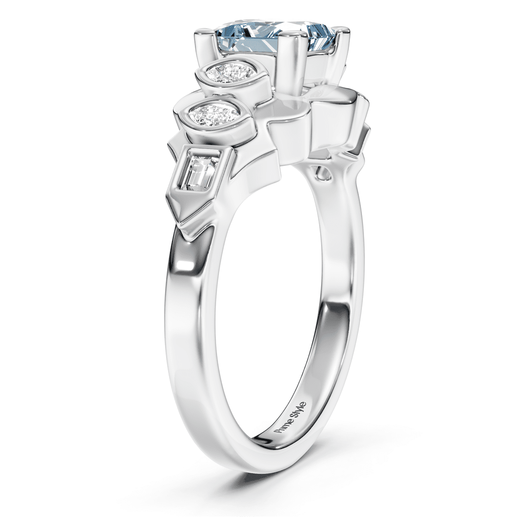 1.25-4.25 CT Baguette & Marquise & Princess Cut Fancy Blue Diamonds - Engagement Ring