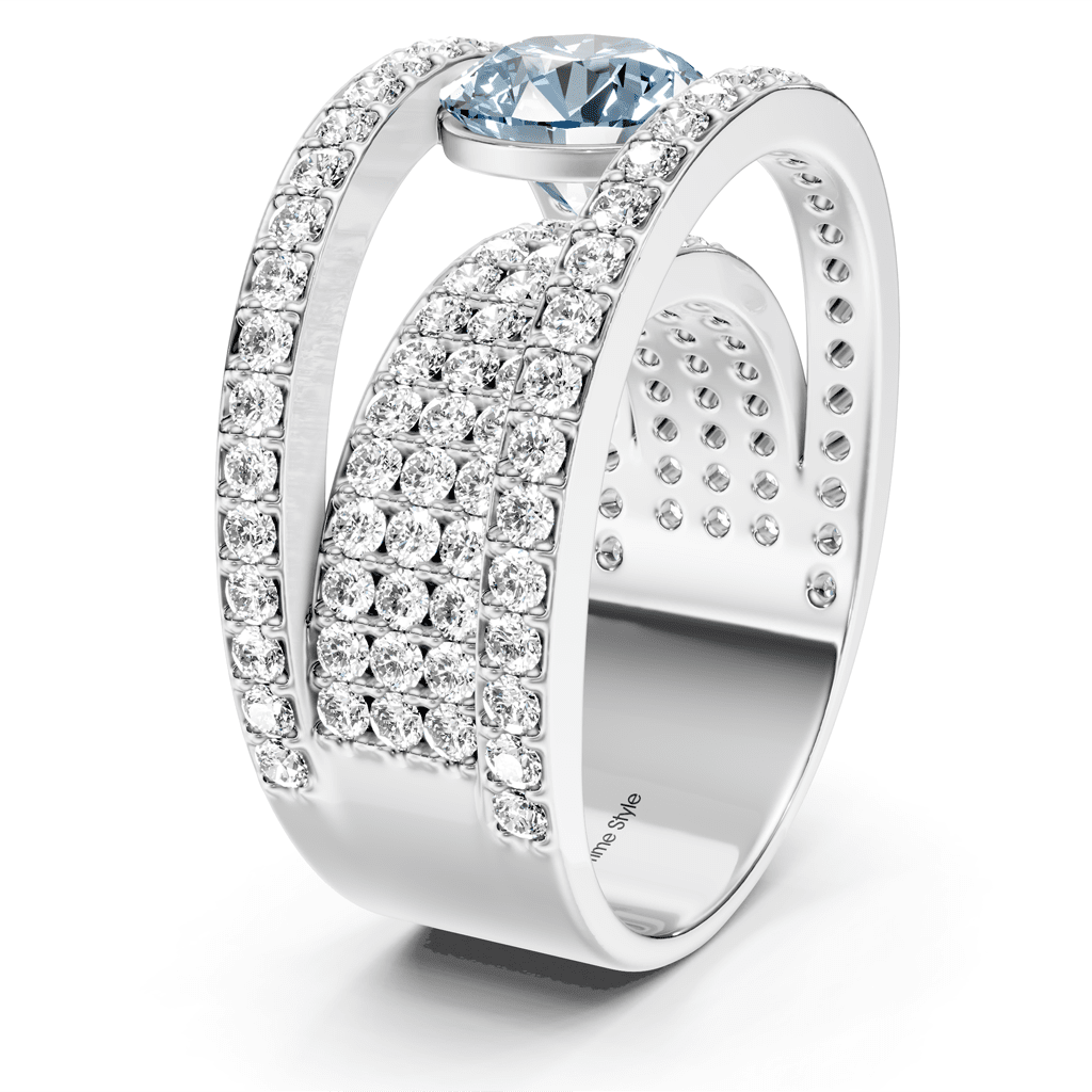 2.80 - 5.80 CT Round Cut Fancy Blue Diamonds - Engagement Ring - Primestyle.com