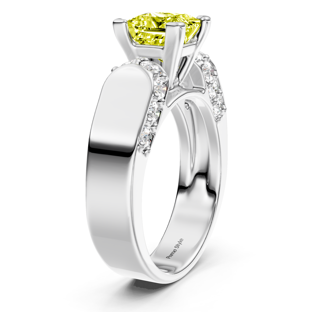 1.65-4.65 CT Princess & Round Cut Fancy Yellow Diamonds - Engagement Ring
