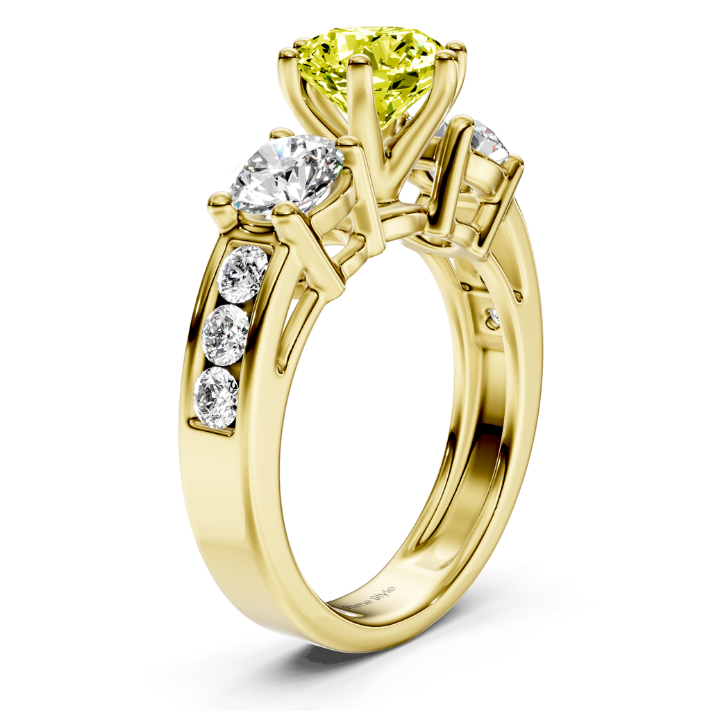 1.80-4.80 CT Princess & Round Cut Fancy Yellow Diamonds - Engagement Ring