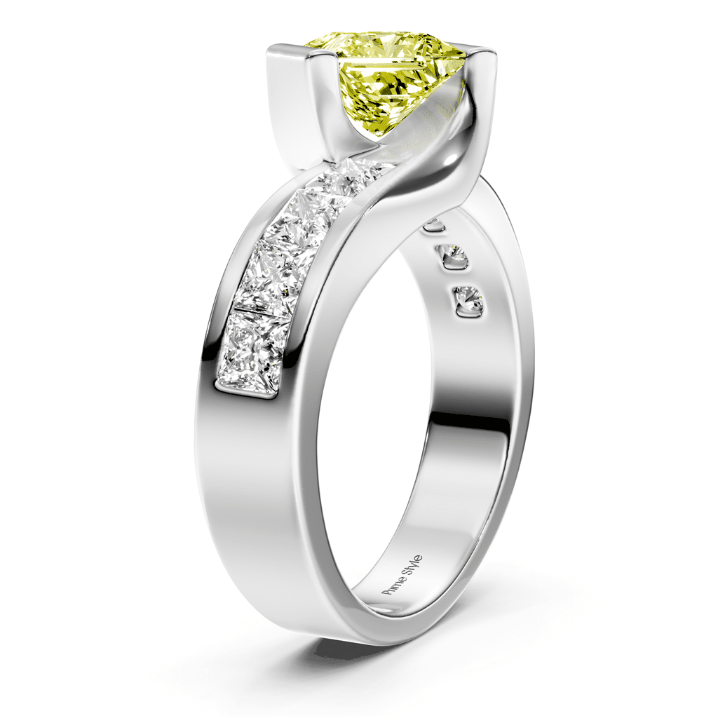 2.60 - 5.60 CT Princess Cut Fancy Yellow Diamonds - Engagement Ring - Primestyle.com