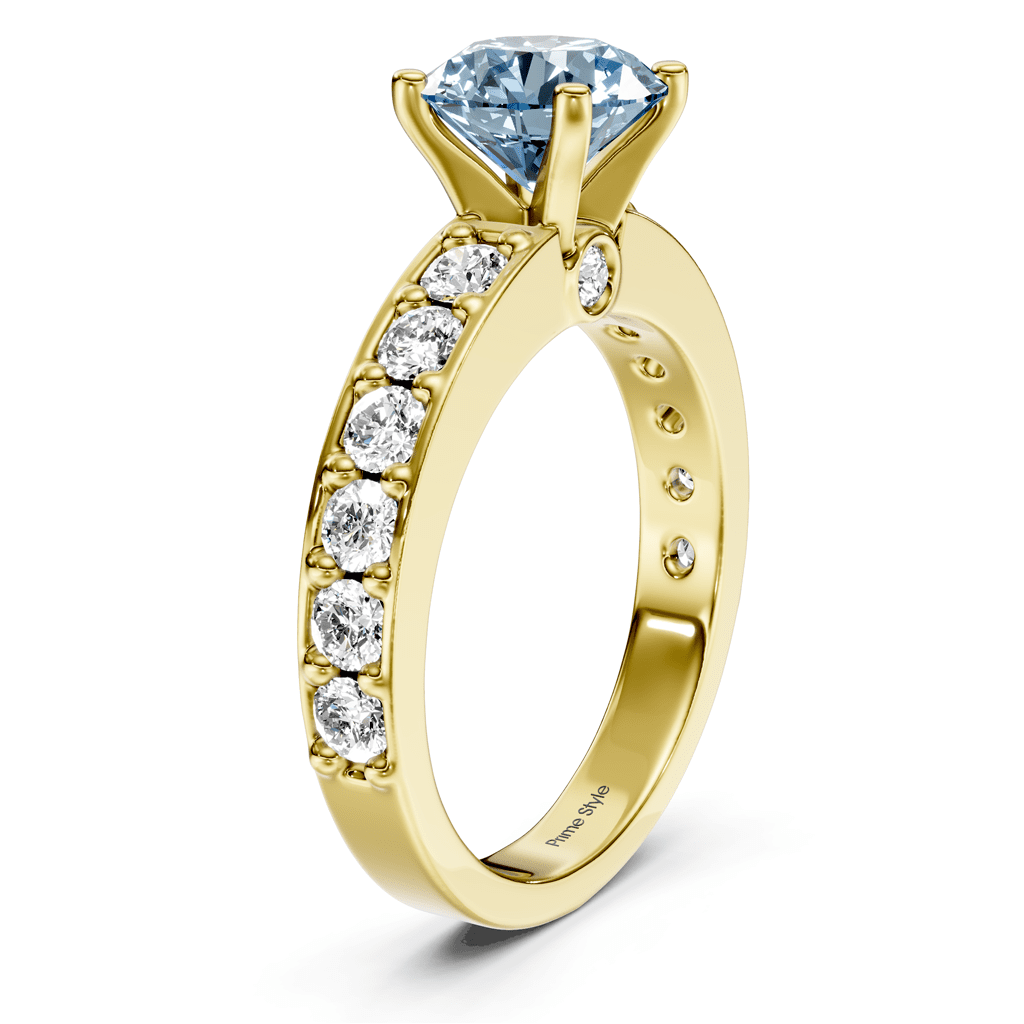 1.80-4.80 CT Round Cut Fancy Blue Diamonds - Engagement Ring