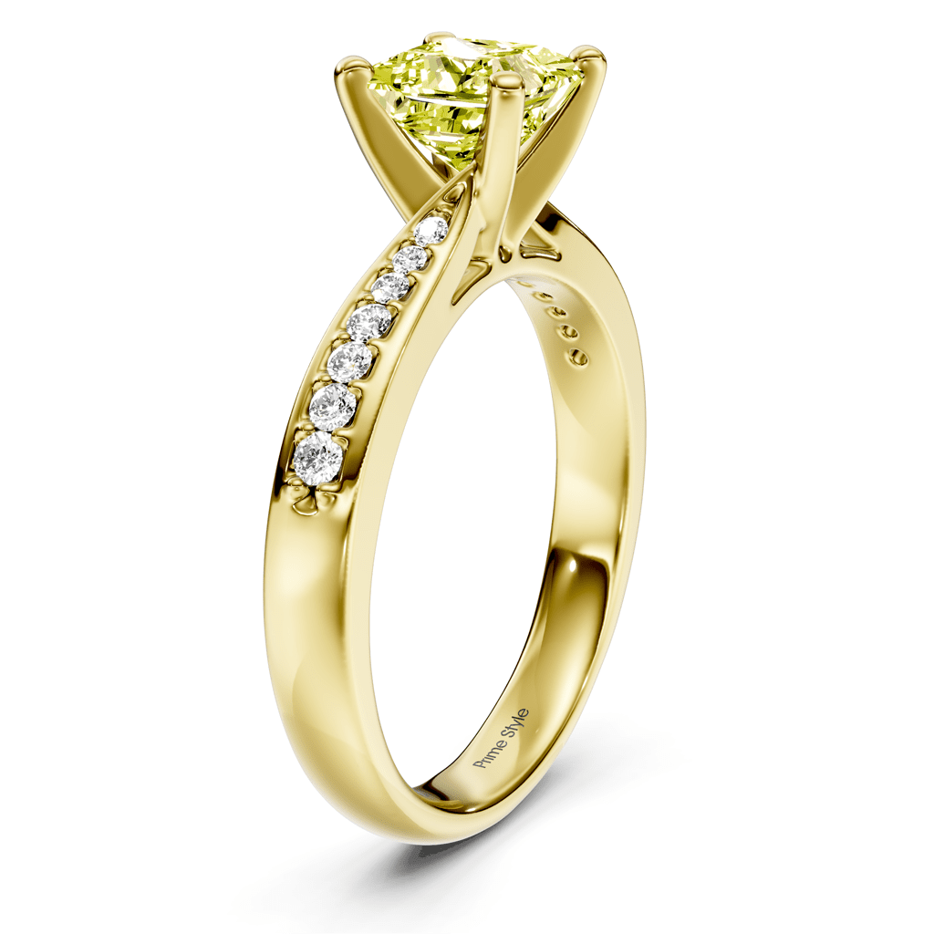 1.15 - 4.15 CT Princess & Round Cut Fancy Yellow Diamonds - Engagement Ring - Primestyle.com