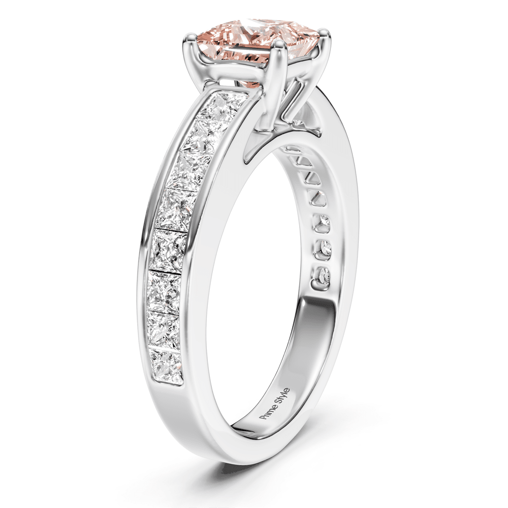 2.25 - 5.25 CT Princess Cut Fancy Pink Diamonds - Engagement Ring - Primestyle.com
