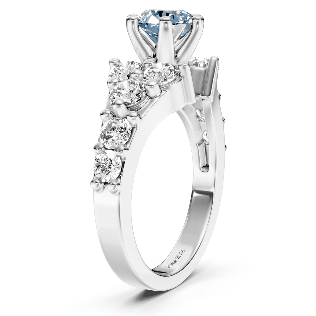 2.40 - 5.40 CT Round Cut Fancy Blue Diamonds - Engagement Ring - Primestyle.com