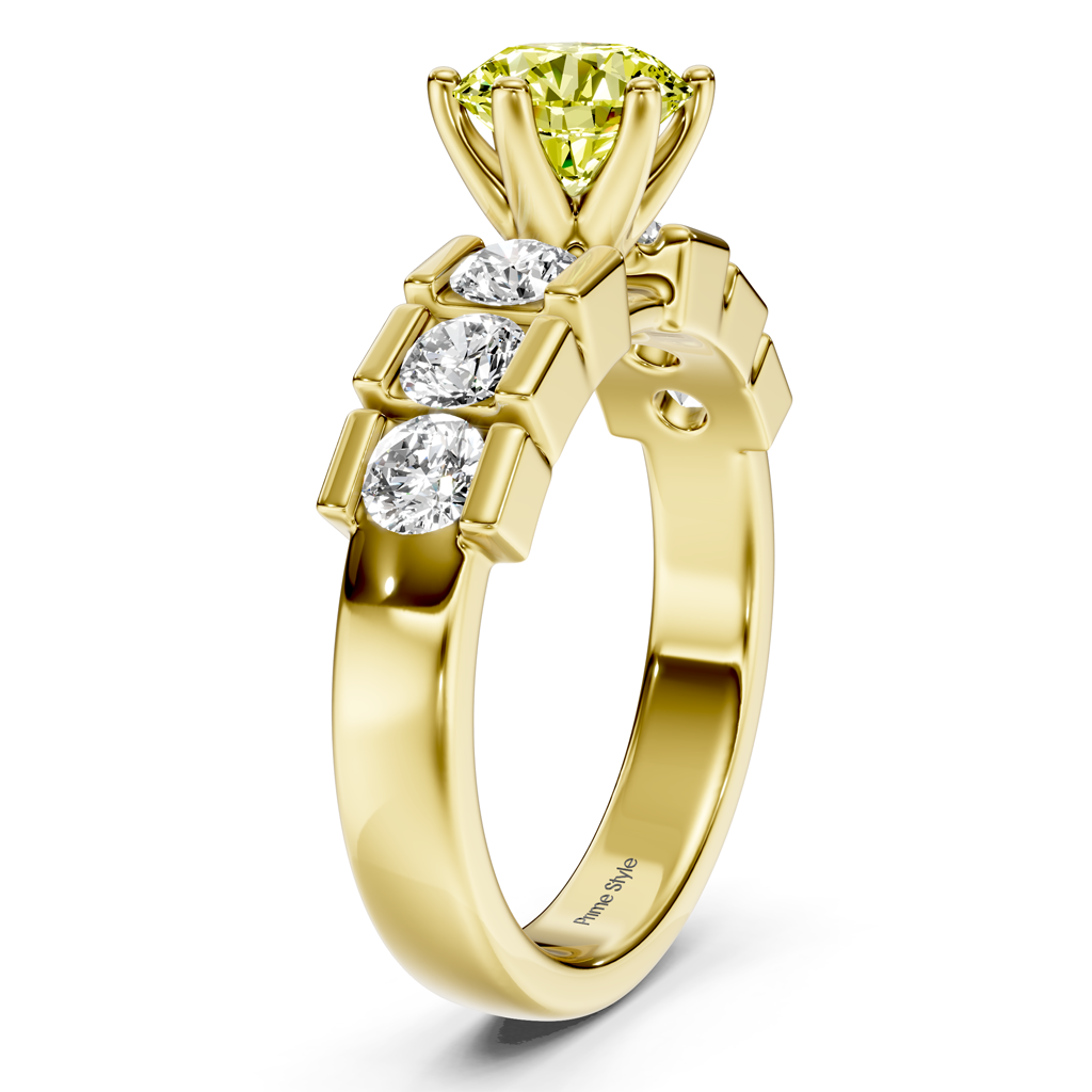 1.85-4.85 CT Round Cut Fancy Yellow Diamonds - Engagement Ring