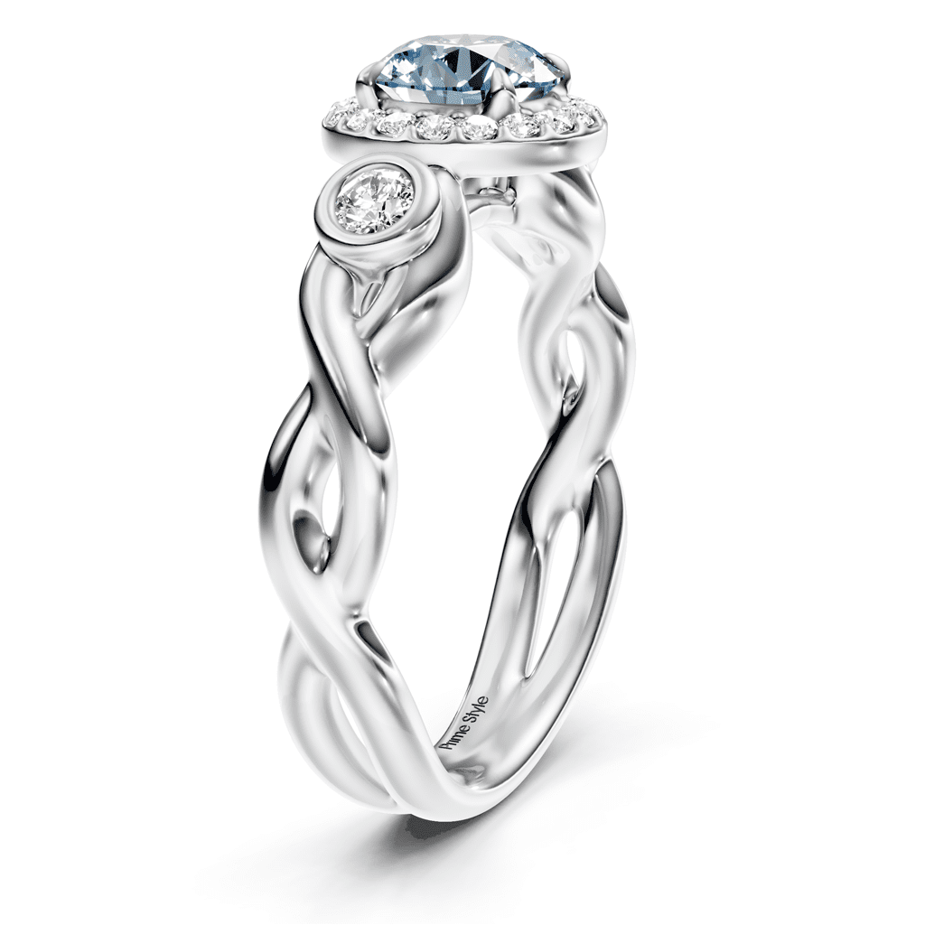 1.27 - 4.27 CT Round Cut Fancy Blue Diamonds - Engagement Ring - Primestyle.com