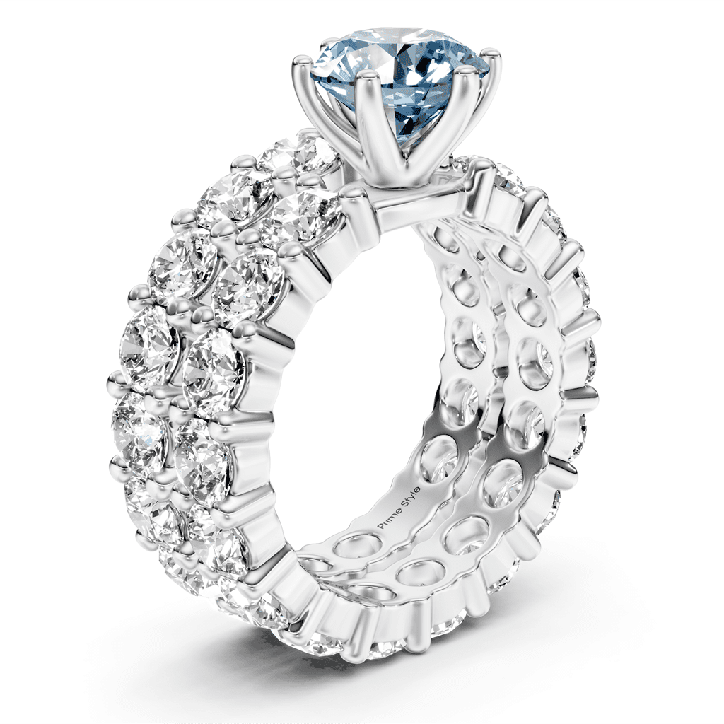 6.30-9.30 CT Round Cut Fancy Blue Diamonds - Bridal Set