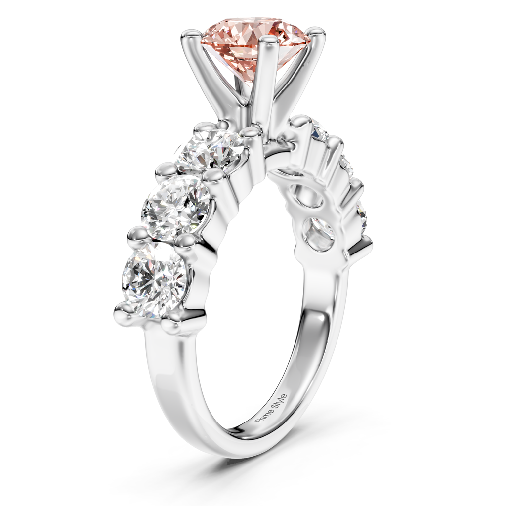 2.50-5.50 CT Round Cut Fancy Pink Diamonds - Engagement Ring