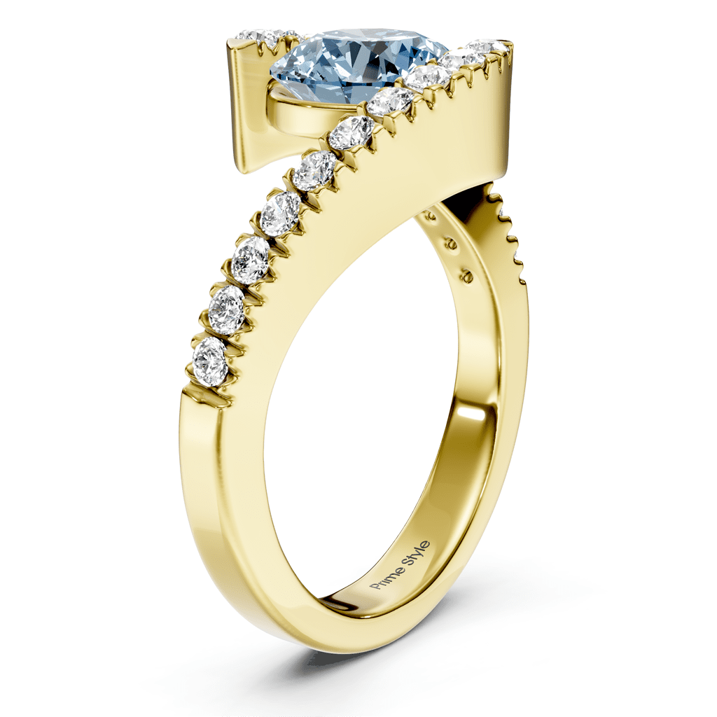 1.30-4.30 CT Round Cut Fancy Blue Diamonds - Engagement Ring