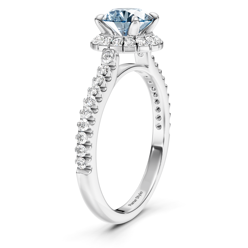 1.35-4.35 CT Round Cut Fancy Blue Diamonds - Engagement Ring