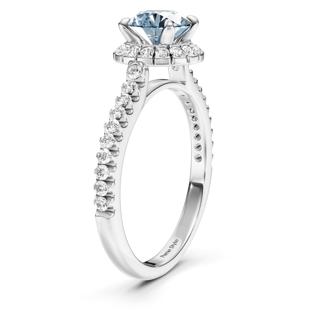 1.35 - 4.35 CT Round Cut Fancy Blue Diamonds - Engagement Ring - Primestyle.com
