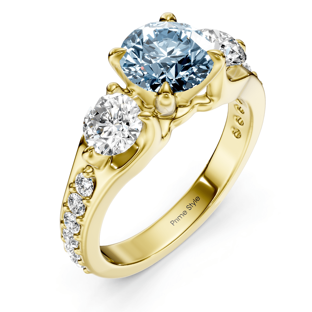 2.05-5.05 CT Round Cut Fancy Blue Diamonds - Engagement Ring