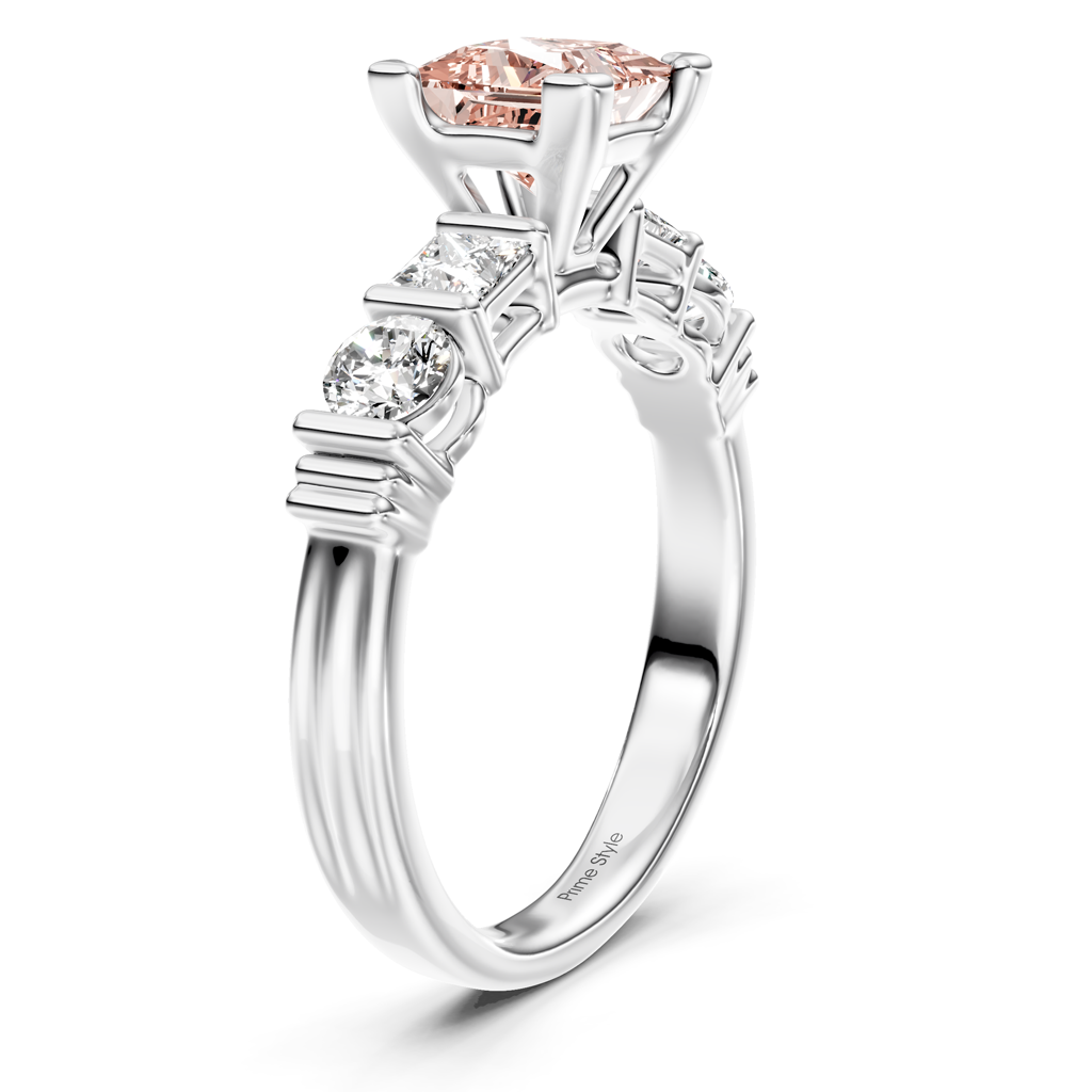 1.70-4.70 CT Princess & Round Cut Fancy Pink Diamonds - Engagement Ring