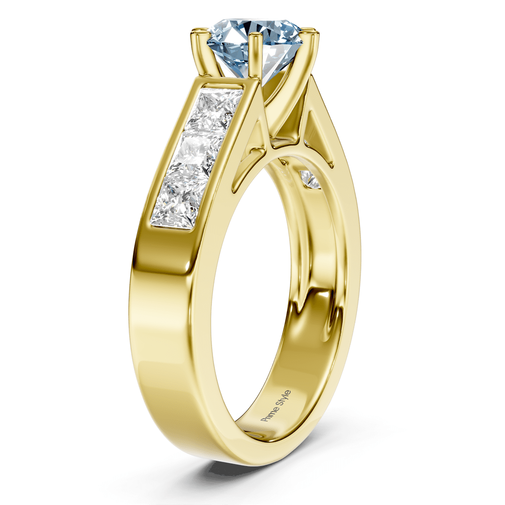 2.05 - 5.05 CT Princess & Round Cut Fancy Blue Diamonds - Engagement Ring - Primestyle.com
