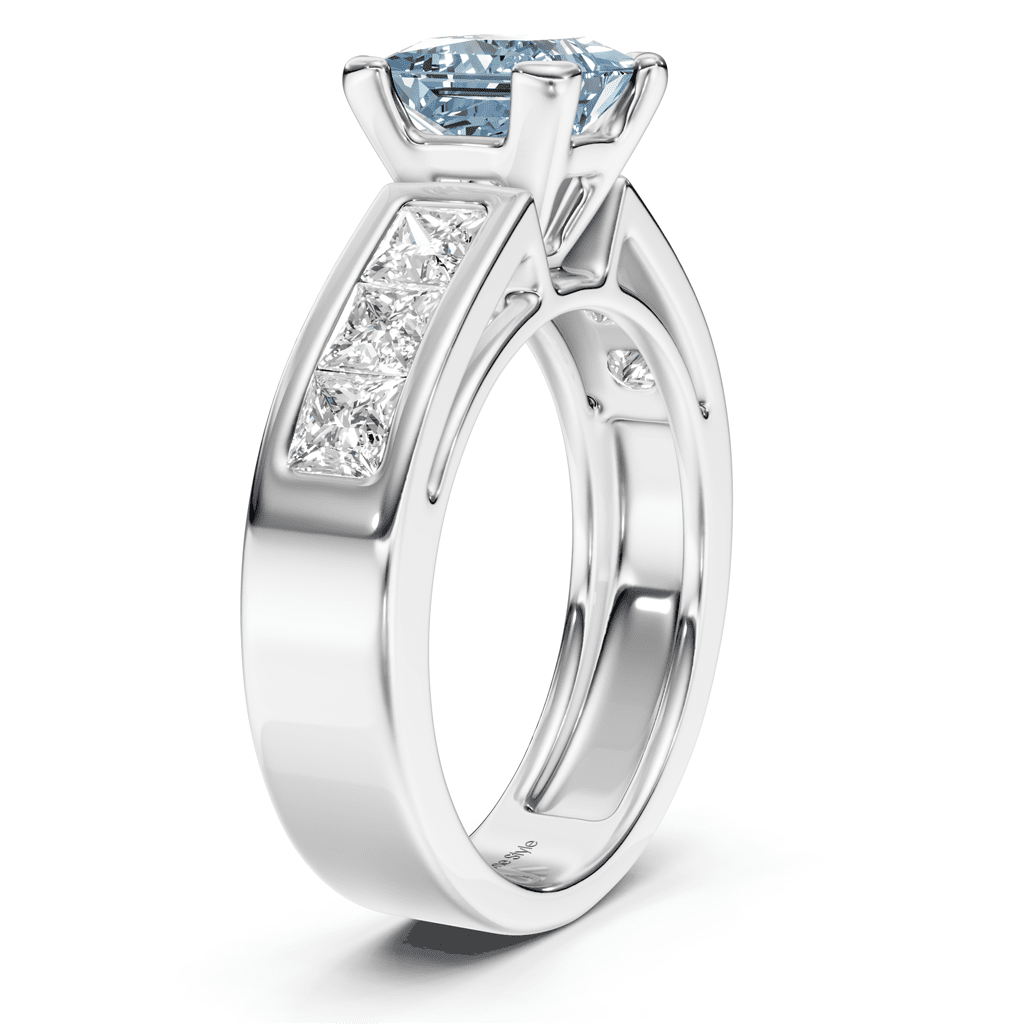 2.05-5.05 CT Princess Cut Fancy Blue Diamonds - Engagement Ring