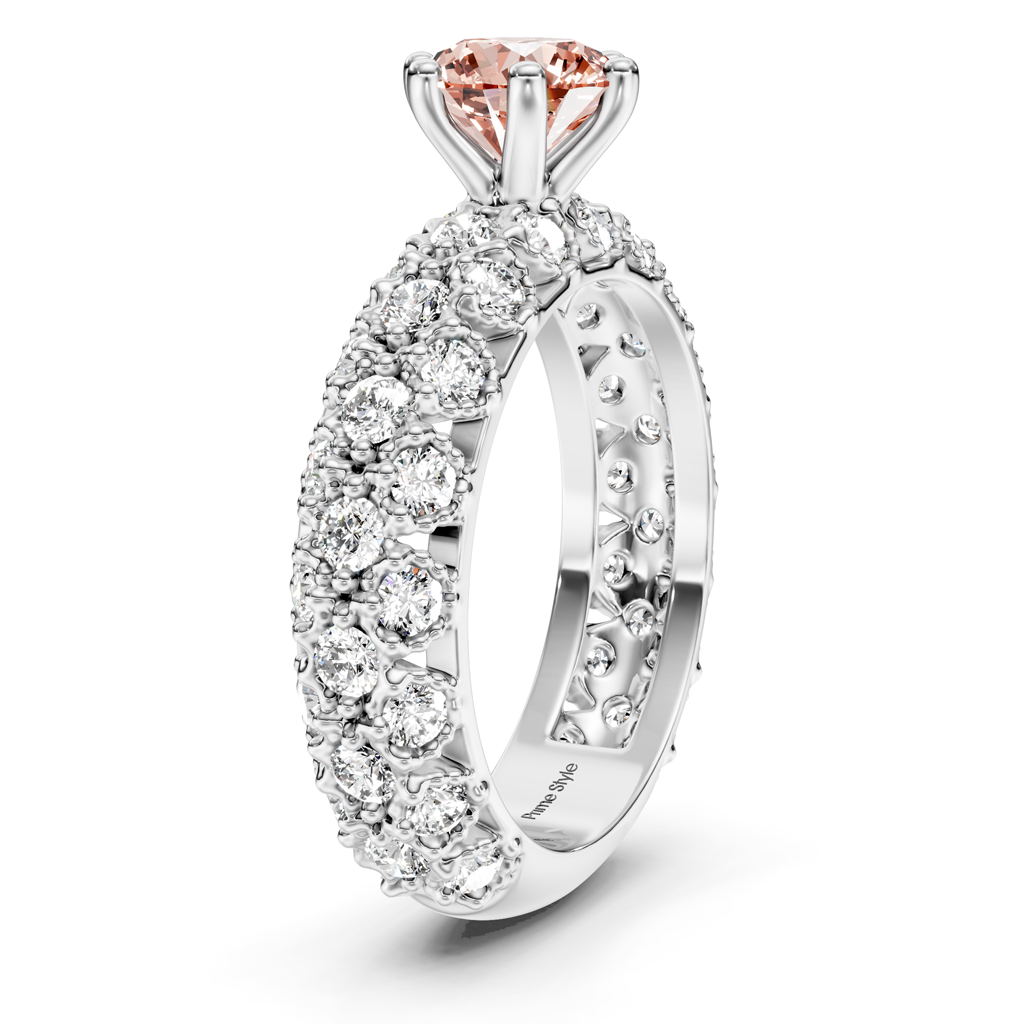 2.50-5.50 CT Round Cut Fancy Pink Diamonds - Engagement Ring