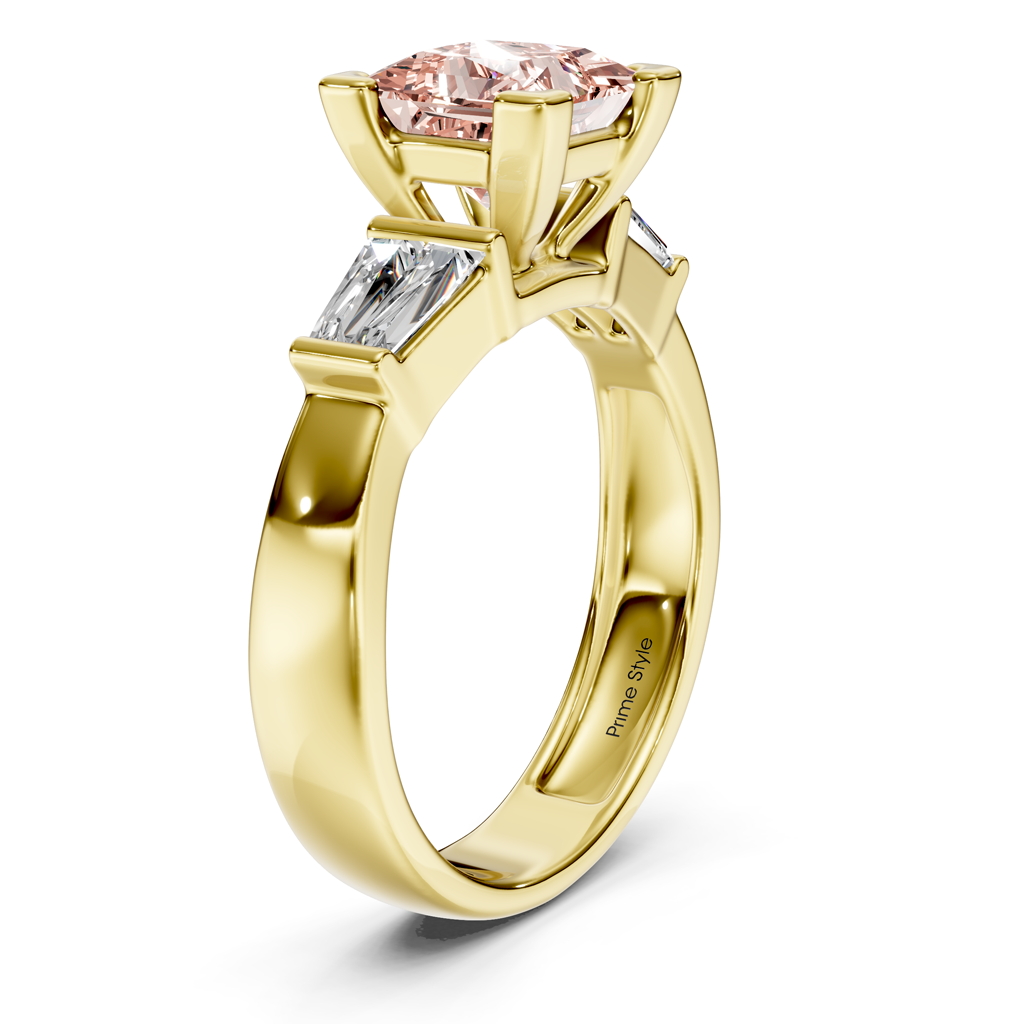 1.40-4.40 CT Princess & Taper Cut Fancy Pink Diamonds - Engagement Ring