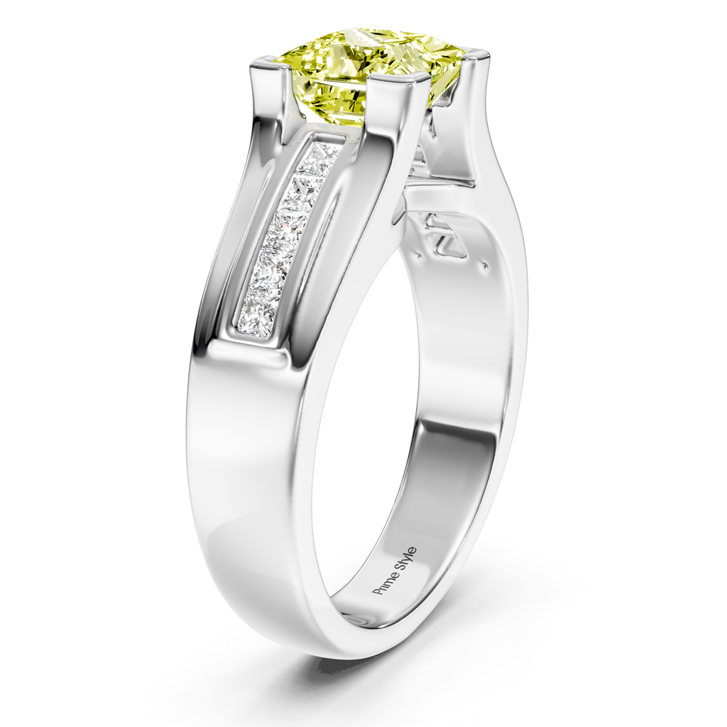 1.35-4.35 CT Princess Cut Fancy Yellow Diamonds - Engagement Ring
