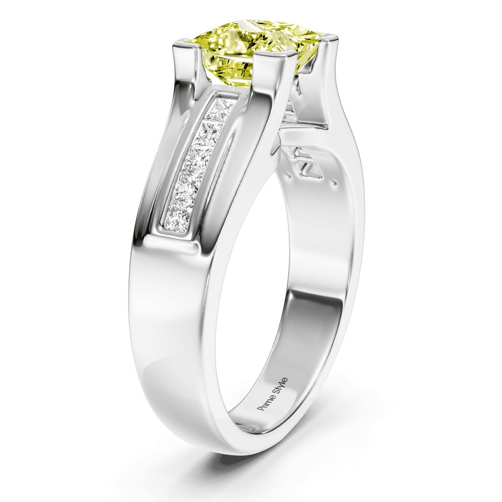 1.35-4.35 CT Princess Cut Fancy Yellow Diamonds - Engagement Ring