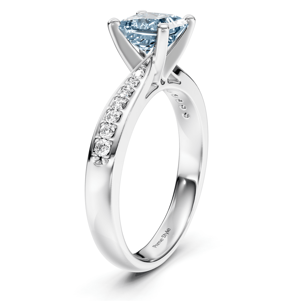 1.15 - 4.15 CT Princess & Round Cut Fancy Blue Diamonds - Engagement Ring - Primestyle.com