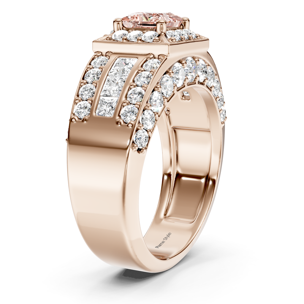 3.45-6.45 CT Princess & Round Cut Fancy Pink Diamonds - Engagement Ring