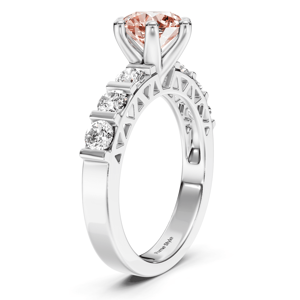 1.60 - 4.60 CT Round Cut Fancy Pink Diamonds - Engagement Ring - Primestyle.com