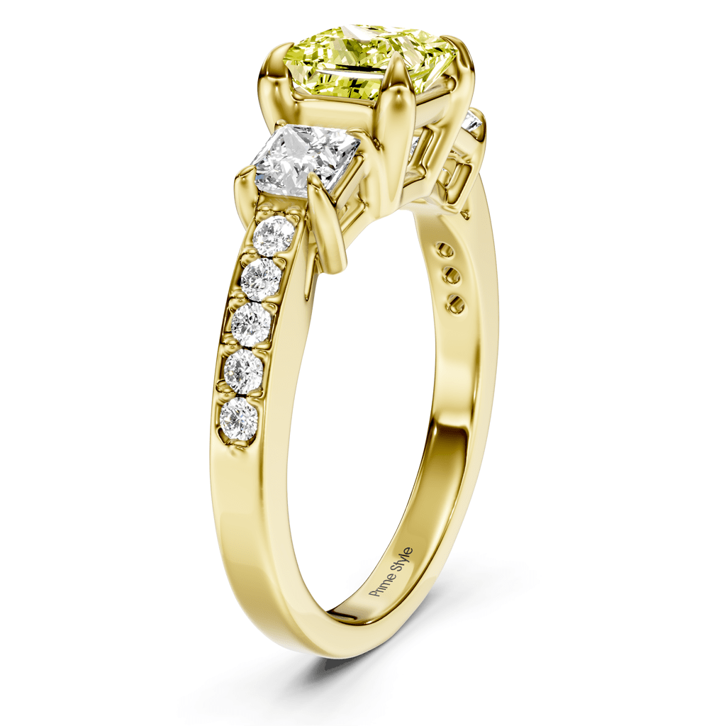1.85-4.85 CT Princess & Round Cut Fancy Yellow Diamonds - Engagement Ring
