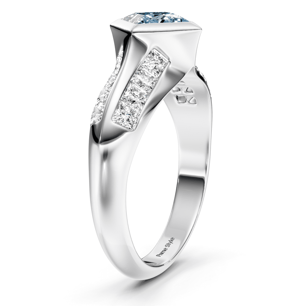 2.00 - 5.00 CT Princess Cut Fancy Blue Diamonds - Engagement Ring - Primestyle.com