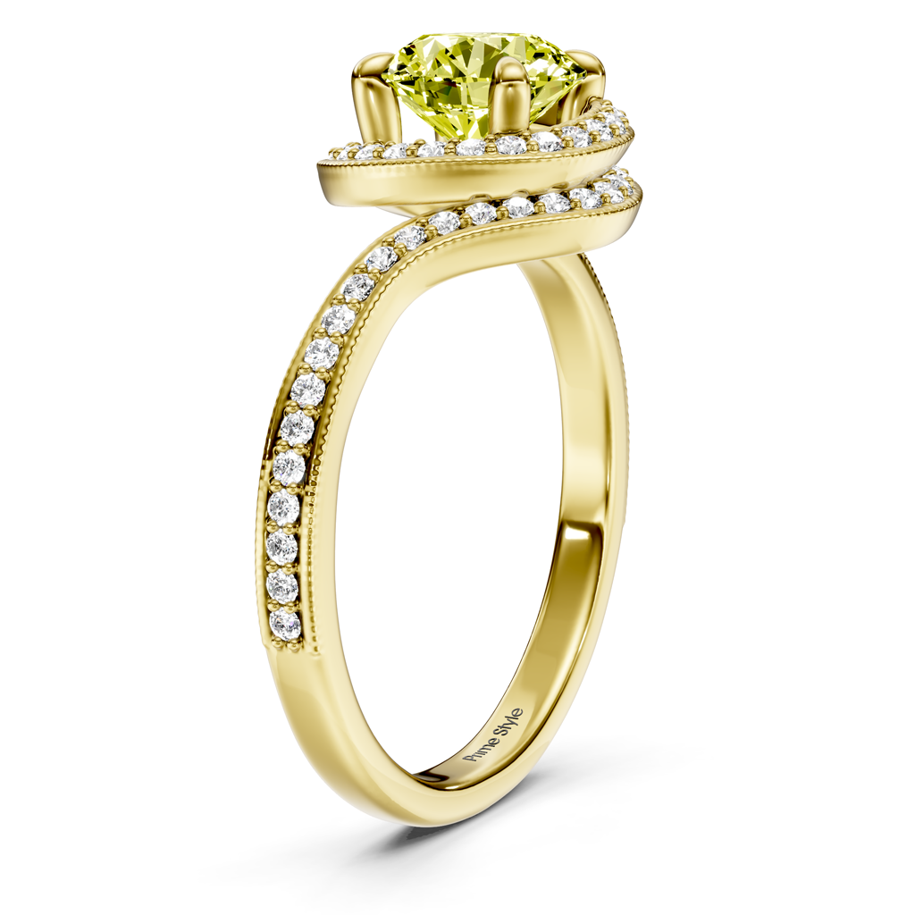 1.25-4.25 CT Round Cut Fancy Yellow Diamonds - Engagement Ring