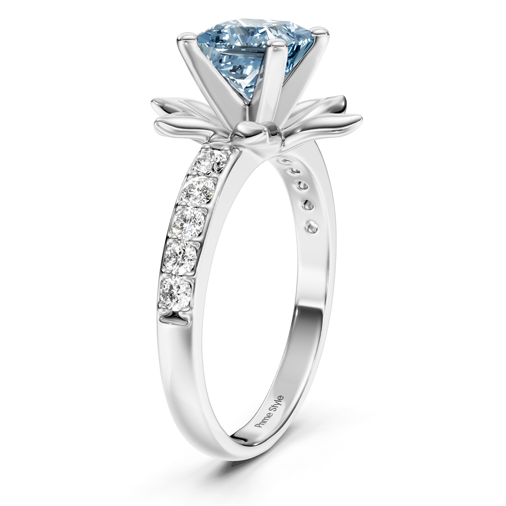 1.25-4.25 CT Princess & Round Cut Fancy Blue Diamonds - Engagement Ring