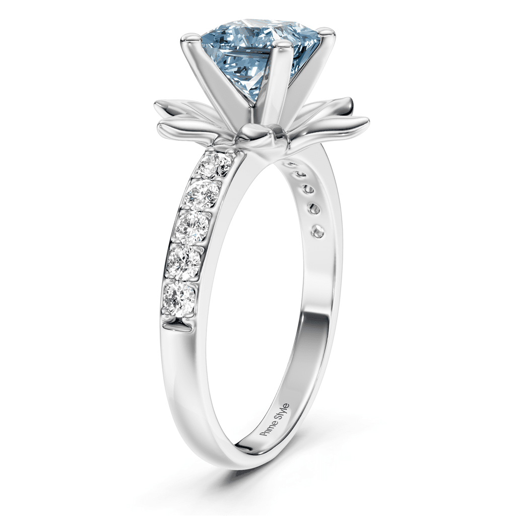 1.25 - 4.25 CT Princess & Round Cut Fancy Blue Diamonds - Engagement Ring - Primestyle.com