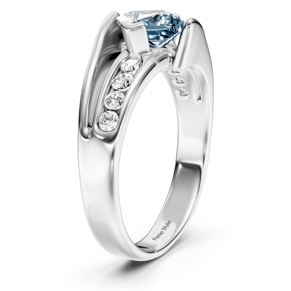 1.25-4.25 CT Princess & Round Cut Fancy Blue Diamonds - Engagement Ring