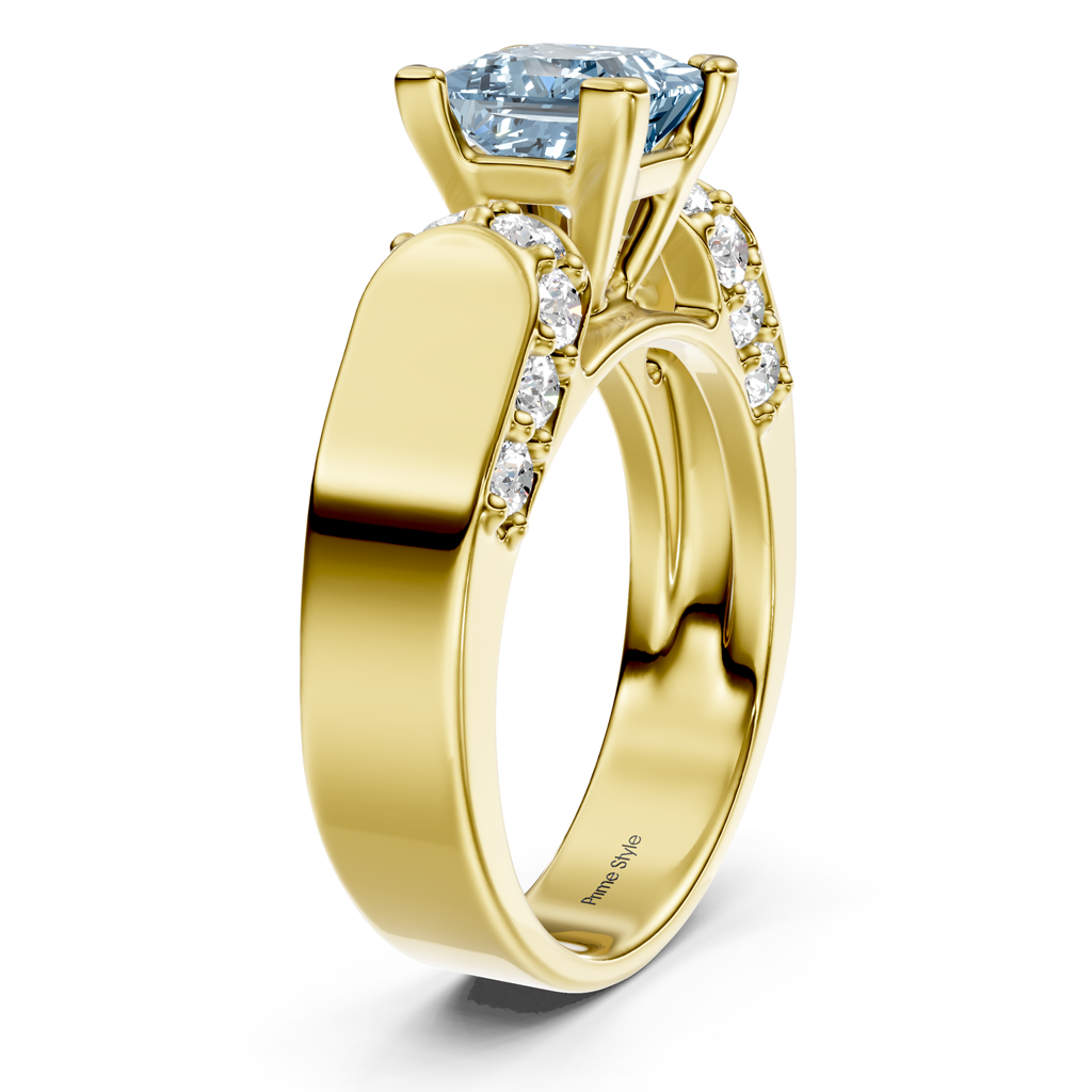 1.65-4.65 CT Princess & Round Cut Fancy Blue Diamonds - Engagement Ring