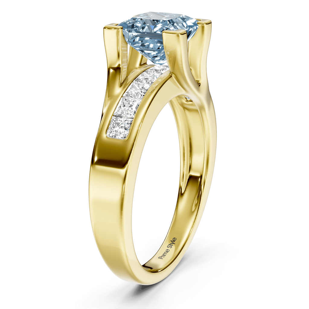 1.45-4.45 CT Princess Cut Fancy Blue Diamonds - Engagement Ring