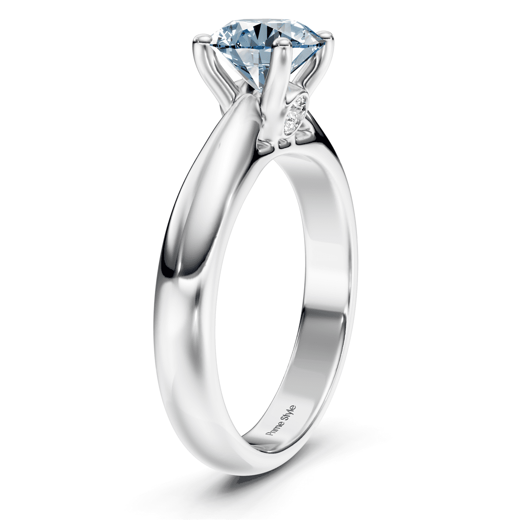 1.10-4.10 CT Round Cut Fancy Blue Diamonds - Engagement Ring