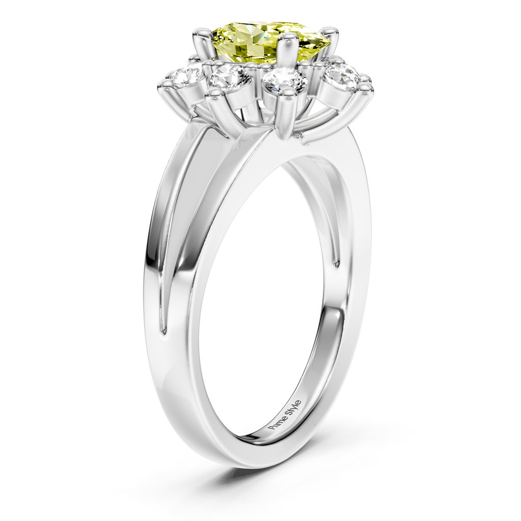 1.40-4.40 CT Oval & Round Cut Fancy Yellow Diamonds - Engagement Ring