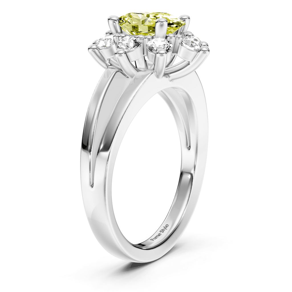 1.40 - 4.40 CT Oval & Round Cut Fancy Yellow Diamonds - Engagement Ring - Primestyle.com