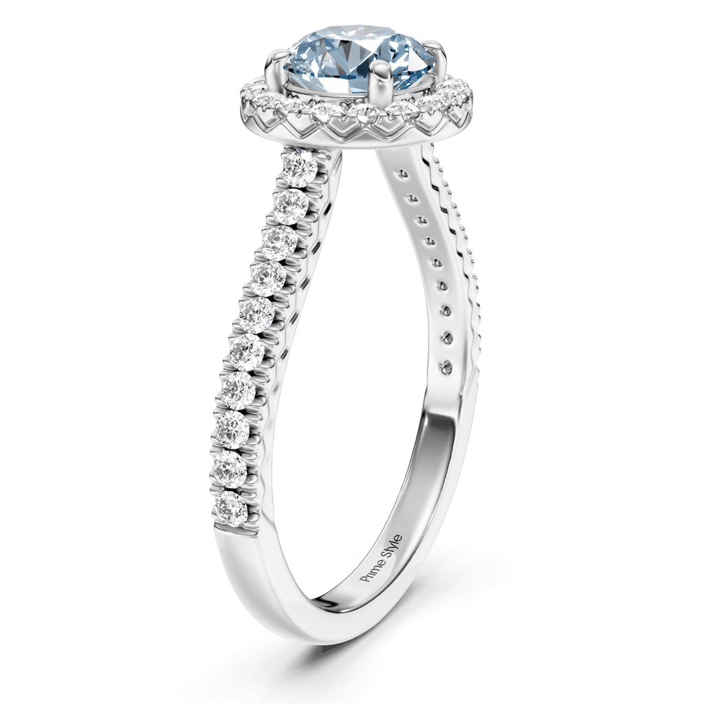 1.45-4.45 CT Round Cut Fancy Blue Diamonds - Engagement Ring