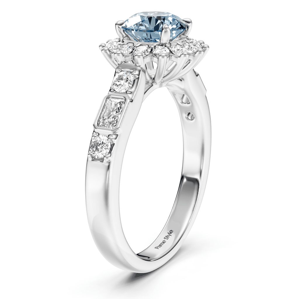 1.57 - 4.57 CT Radiant & Round Cut Fancy Blue Diamonds - Engagement Ring - Primestyle.com