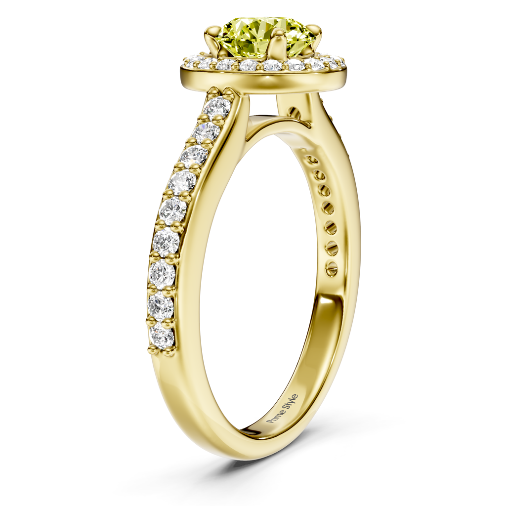 1.40-4.40 CT Round Cut Fancy Yellow Diamonds - Engagement Ring
