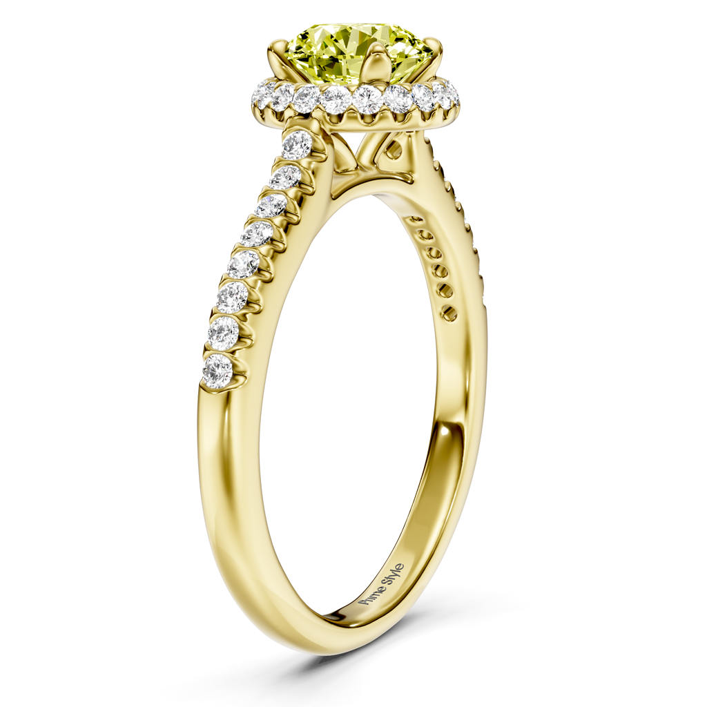 1.30-4.30 CT Round Cut Fancy Yellow Diamonds - Engagement Ring