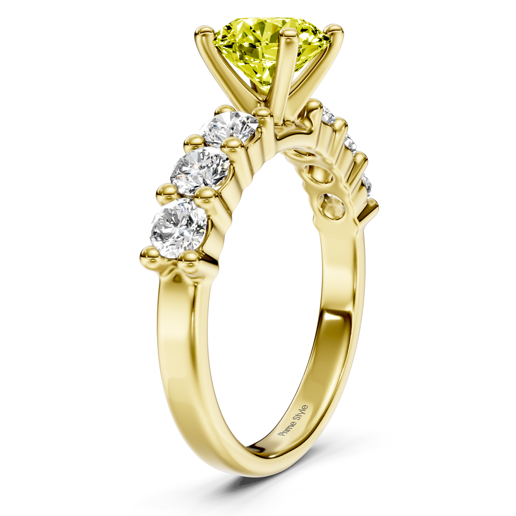 1.90-4.90 CT Round Cut Fancy Yellow Diamonds - Engagement Ring
