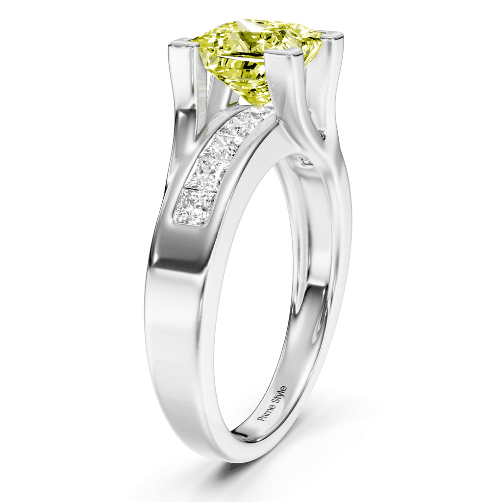 1.45 - 4.45 CT Princess Cut Fancy Yellow Diamonds - Engagement Ring - Primestyle.com
