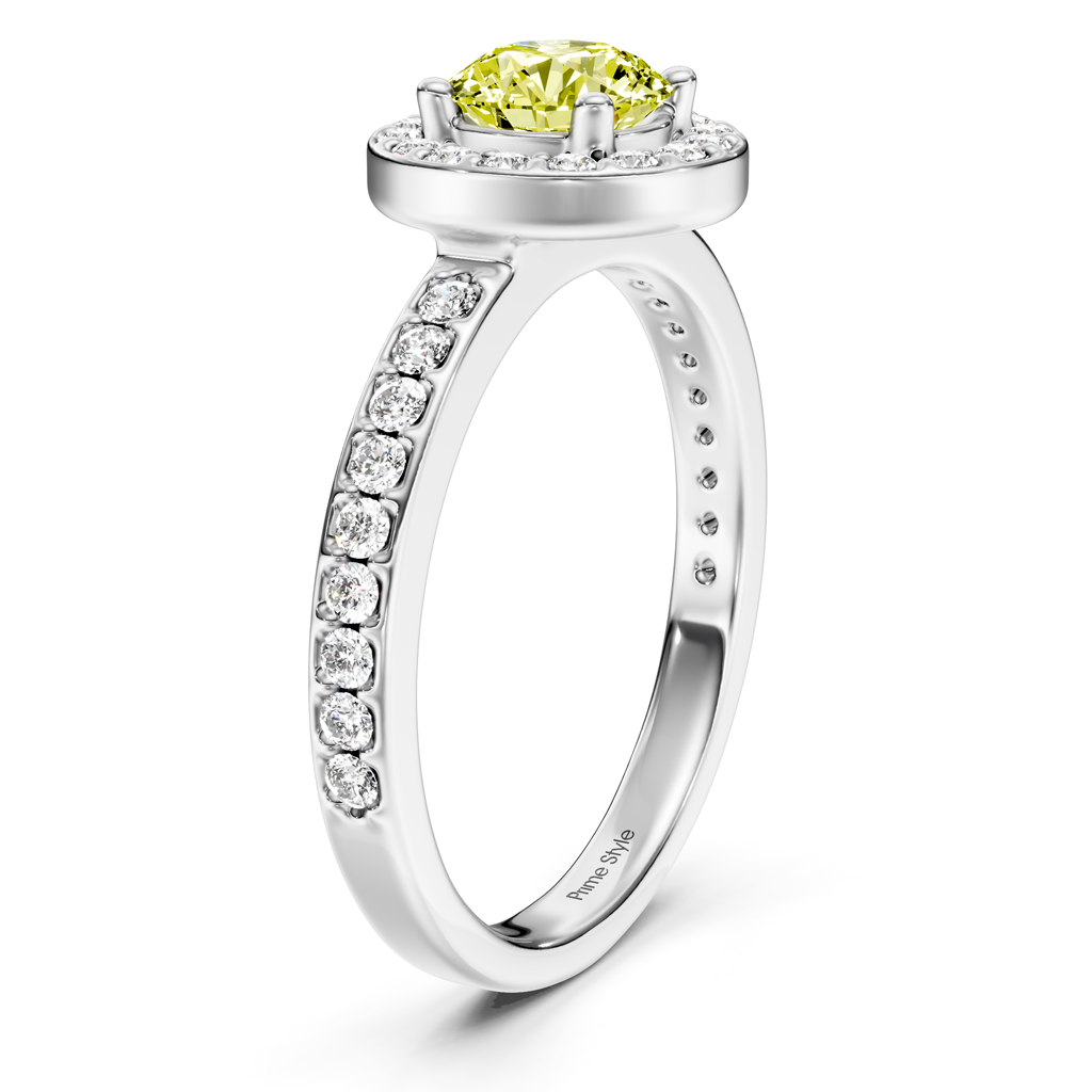 1.40-4.40 CT Round Cut Fancy Yellow Diamonds - Engagement Ring