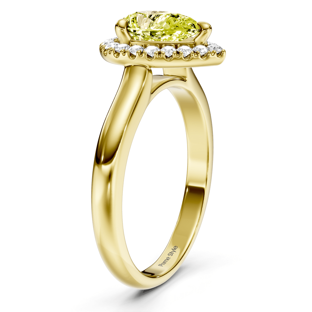 1.20-4.20 CT Pear & Round Cut Fancy Yellow Diamonds - Engagement Ring