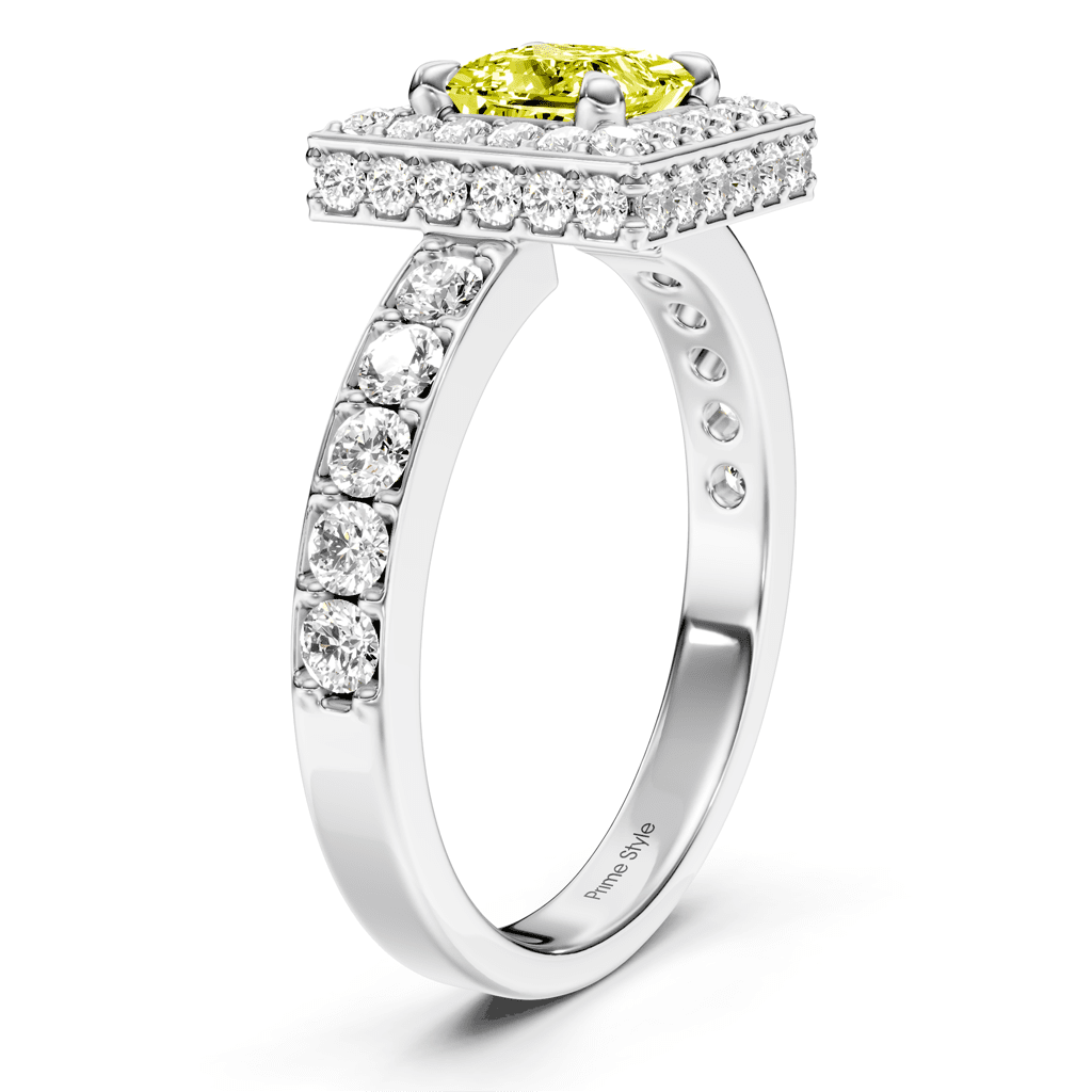 2.00 - 5.00 CT Princess & Round Cut Fancy Yellow Diamonds - Engagement Ring - Primestyle.com