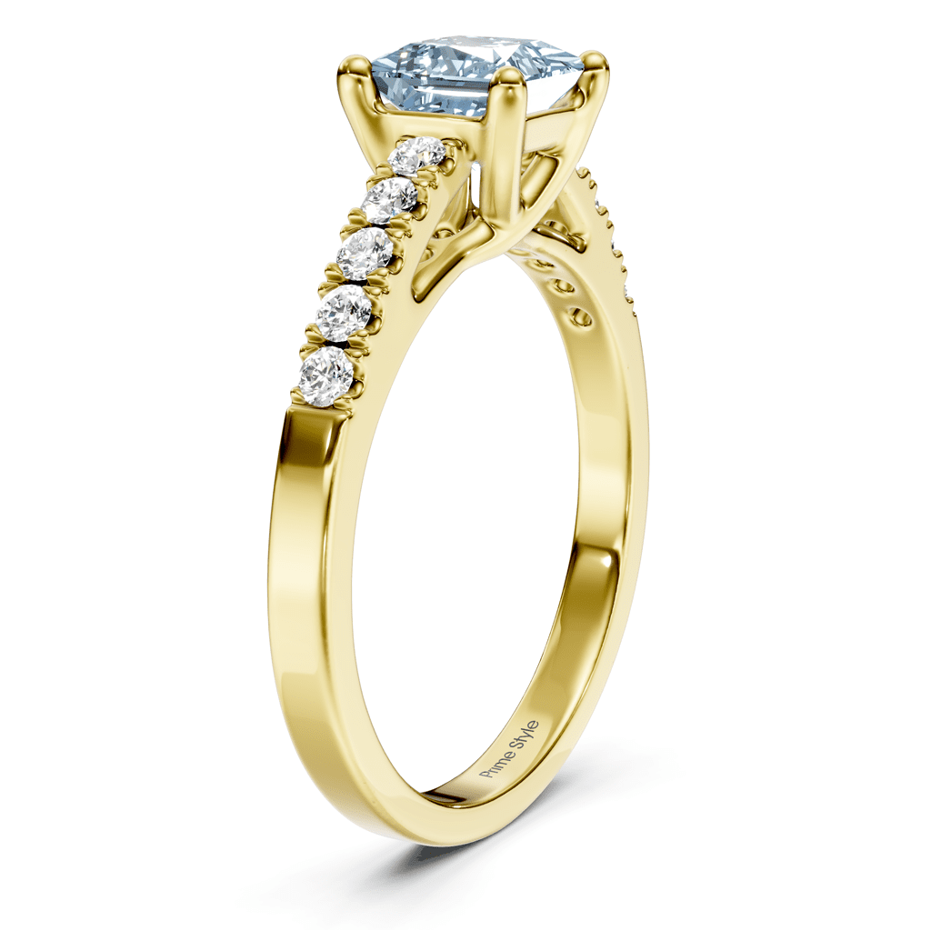 1.25 - 4.25 CT Princess & Round Cut Fancy Blue Diamonds - Engagement Ring - Primestyle.com